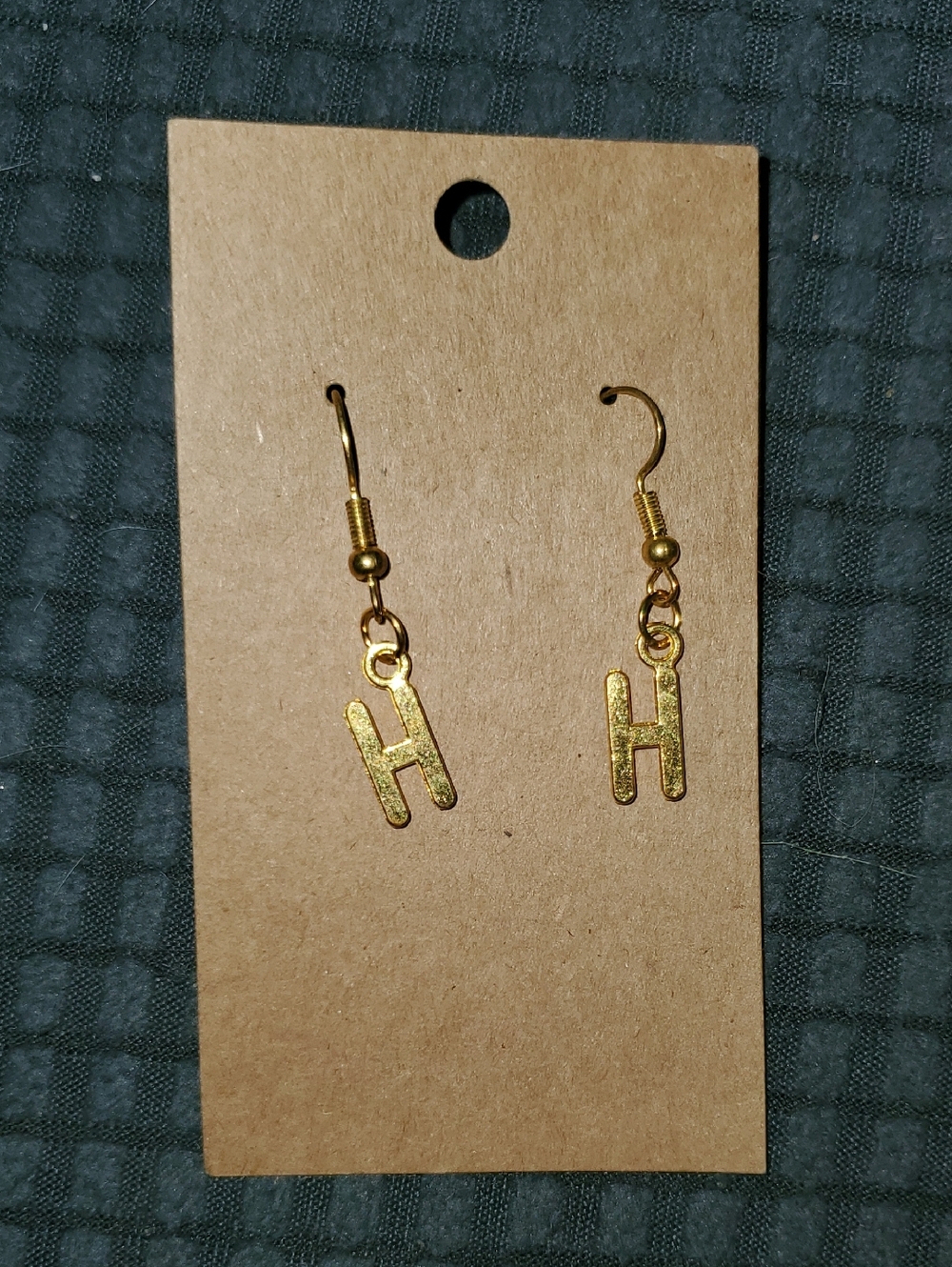 7/$10 H Initial Earrings, NEW